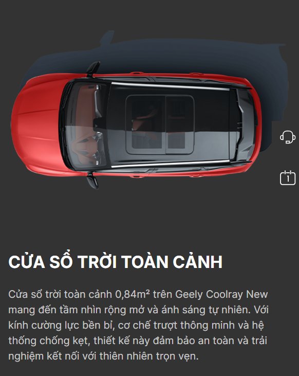 Cửa sổ trời toàn cảnh Geely Coolray